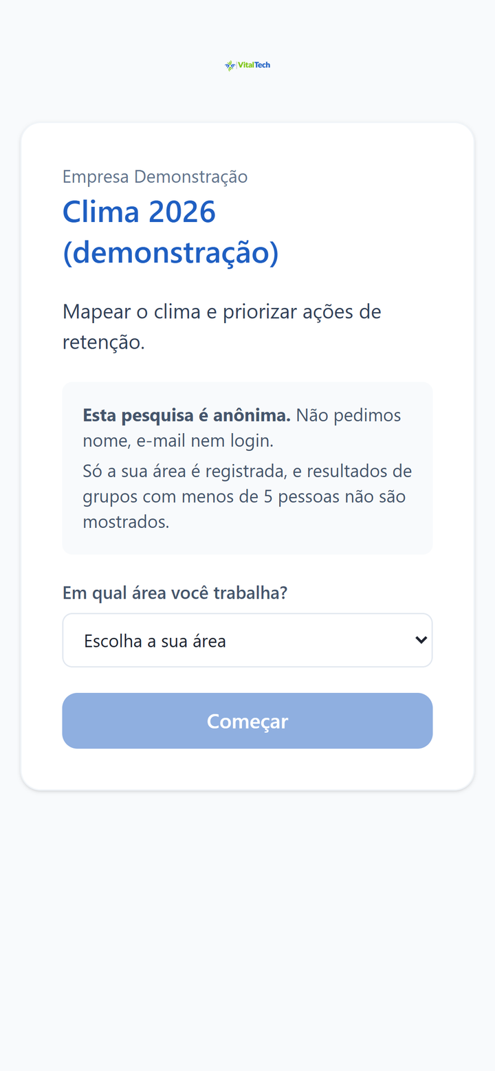 VitalHub anonymous survey on a phone